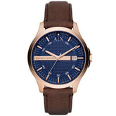 Armani Exchange Men’s Quartz Brown Leather Strap Blue Dial 46mm Watch AX2172